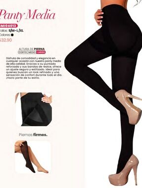 Stagmi Push-Up Perfect Support Colombian Black Shaper Pantyhose Stocking NEW!